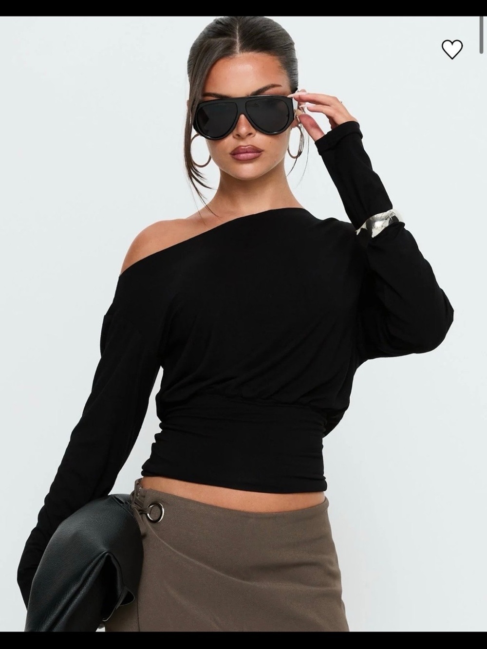Princess Polly Black Off-Shoulder Long Sleeve Top